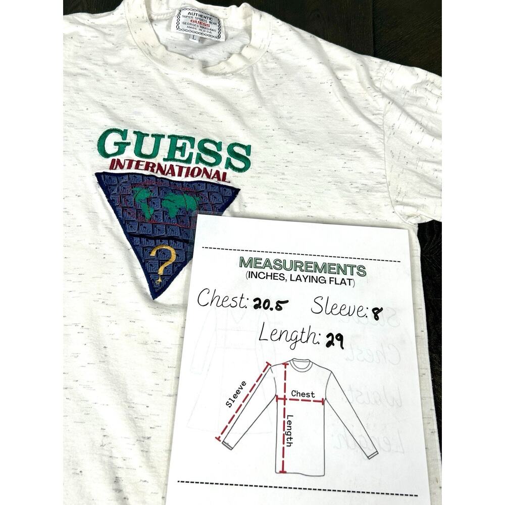 Vtg Guess T-Shirt Men's L White Graphic 80s 90s Georges Marciano Streetwear USA - Picture 6 of 7